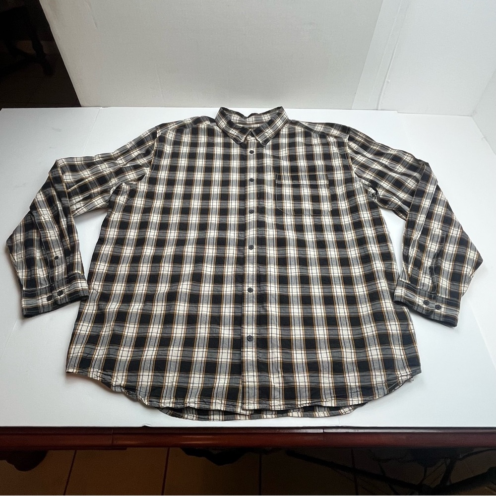 Filson Men's Black White Plaid Shirt Size XXXL‎ 100% Cotton Button Front Pocket
